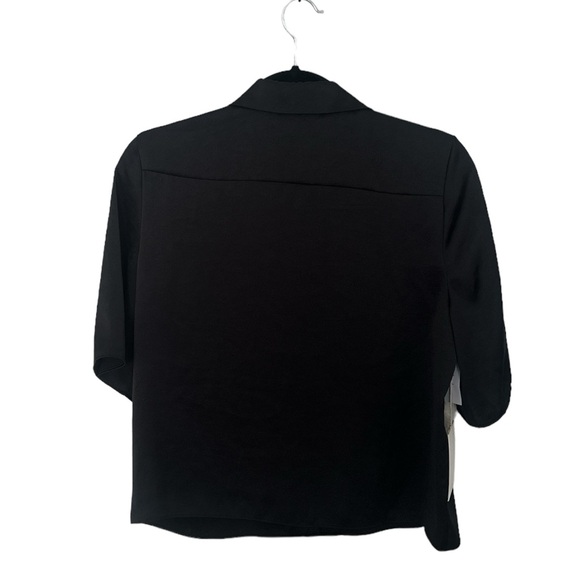 Aritzia Wilfred Black Beso Short Sleeve Button Up Shirt Satin Blouse Size S NWT - Picture 6 of 6